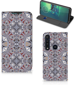 B2Ctelecom Flipcover Motorola G8 Plus Smart Cover Flower Tiles