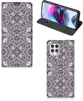 B2Ctelecom Flipcover Motorola Moto G100 Smart Cover Flower Tiles