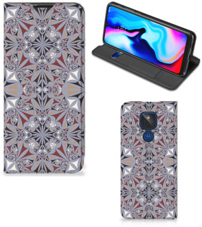 B2Ctelecom Flipcover Motorola Moto G9 Play Smart Cover Flower Tiles