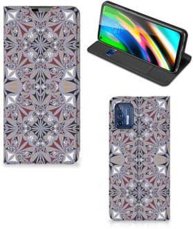 B2Ctelecom Flipcover Motorola Moto G9 Plus Smart Cover Flower Tiles