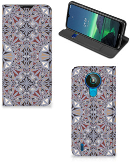 B2Ctelecom Flipcover Nokia 1.4 Smart Cover Flower Tiles