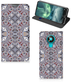 B2Ctelecom Flipcover Nokia 3.4 Smart Cover Flower Tiles