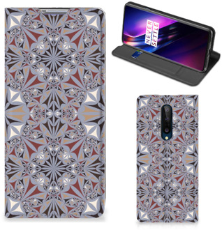 B2Ctelecom Flipcover OnePlus 8 Smart Cover Flower Tiles