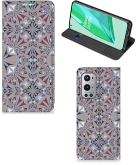 B2Ctelecom Flipcover OnePlus 9 Pro Smart Cover Flower Tiles