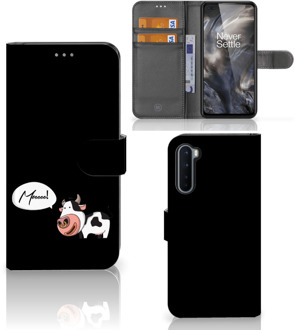 B2Ctelecom Flipcover OnePlus Nord Telefoon Hoesje Cow Gepersonaliseerd Cadeau