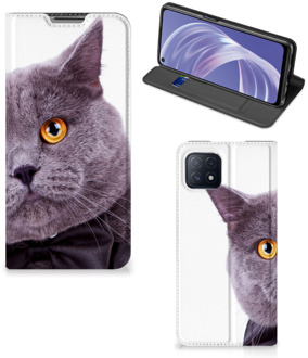 B2Ctelecom Flipcover OPPO A73 5G Telefoonhoesje Kat