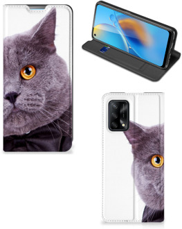 B2Ctelecom Flipcover OPPO A74 4G Telefoonhoesje Kat