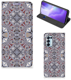 B2Ctelecom Flipcover OPPO Find X3 Lite Smart Cover Flower Tiles