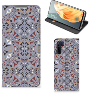 B2Ctelecom Flipcover OPPO Reno3 | A91 Smart Cover Flower Tiles