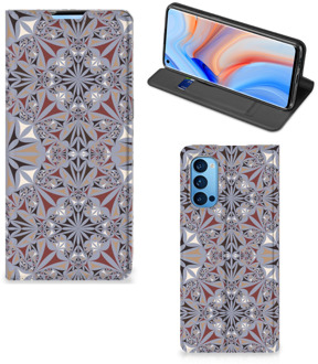 B2Ctelecom Flipcover OPPO Reno4 Pro 5G Smart Cover Flower Tiles