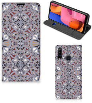 B2Ctelecom Flipcover Samsung Galaxy A20s Smart Cover Flower Tiles