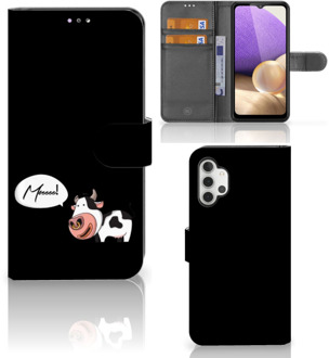 B2Ctelecom Flipcover Samsung Galaxy A32 4G Telefoon Hoesje Cow Gepersonaliseerd Cadeau