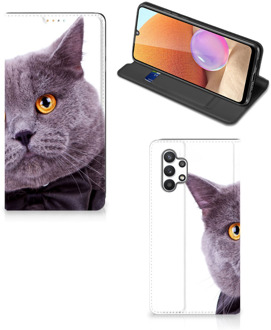 B2Ctelecom Flipcover Samsung Galaxy A32 4G Telefoonhoesje Kat