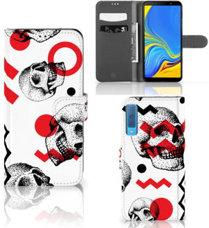 B2Ctelecom Flipcover Samsung Galaxy A7 (2018) Design Skull Red