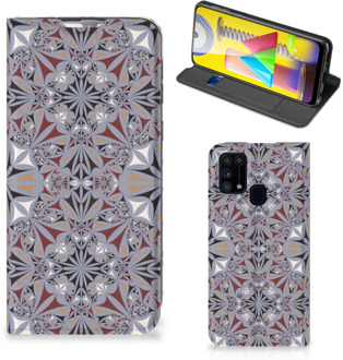 B2Ctelecom Flipcover Samsung Galaxy M31 Smart Cover Flower Tiles