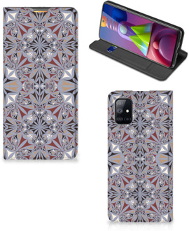 B2Ctelecom Flipcover Samsung Galaxy M51 Smart Cover Flower Tiles