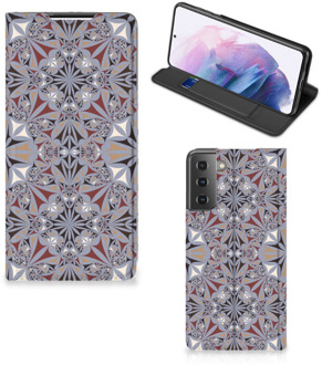 B2Ctelecom Flipcover Samsung Galaxy S21 Plus Smart Cover Flower Tiles