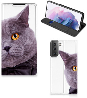 B2Ctelecom Flipcover Samsung Galaxy S21 Plus Telefoonhoesje Kat