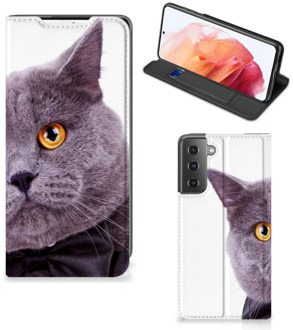 B2Ctelecom Flipcover Samsung Galaxy S21 Telefoonhoesje Kat