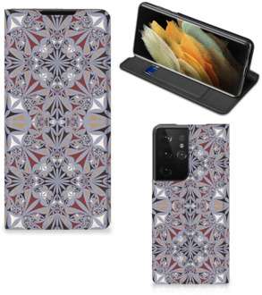 B2Ctelecom Flipcover Samsung Galaxy S21 Ultra Smart Cover Flower Tiles