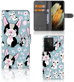 B2Ctelecom Flipcover Samsung Galaxy S21 Ultra Telefoon Hoesje Cadeau voor Kleinzoon Hondjes