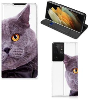 B2Ctelecom Flipcover Samsung Galaxy S21 Ultra Telefoonhoesje Kat