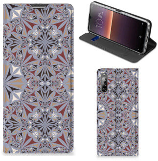 B2Ctelecom Flipcover Sony Xperia L4 Smart Cover Flower Tiles