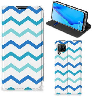 B2Ctelecom Foto hoesje Huawei P40 Lite Smart Cover Zigzag Blauw