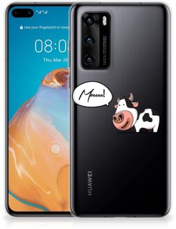 B2Ctelecom Foto hoesje Huawei P40 Telefoon Hoesje Gepersonaliseerd Cadeau Cow