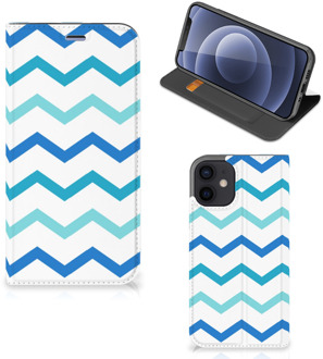 B2Ctelecom Foto hoesje iPhone 12 Mini Smart Cover Zigzag Blauw