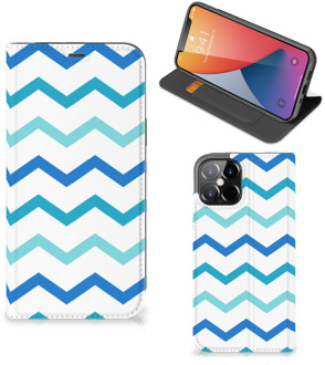 B2Ctelecom Foto hoesje iPhone 12 Pro Max Smart Cover Zigzag Blauw