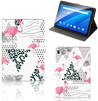 B2Ctelecom Foto Hoesje Lenovo Tab E10 Hoesje met Standaard Flamingo Triangle