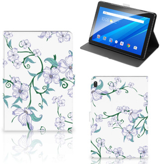 B2Ctelecom Foto Hoesje Lenovo Tab E10 Tablet Hoes met Magneetsluiting Personaliseren Blossom White