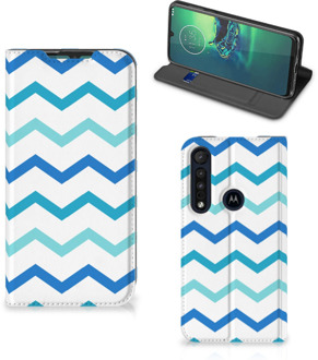 B2Ctelecom Foto hoesje Motorola G8 Plus Smart Cover Zigzag Blauw