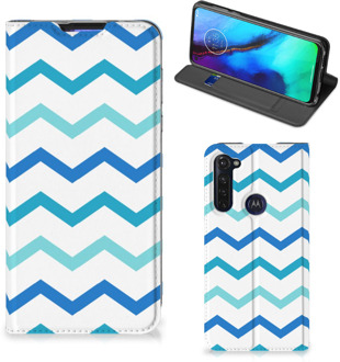 B2Ctelecom Foto hoesje Motorola Moto G Pro Smart Cover Zigzag Blauw