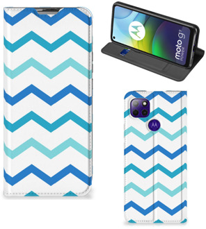 B2Ctelecom Foto hoesje Motorola Moto G9 Power Smart Cover Zigzag Blauw