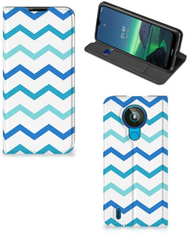 B2Ctelecom Foto hoesje Nokia 1.4 Smart Cover Zigzag Blauw