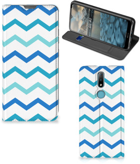 B2Ctelecom Foto hoesje Nokia 2.4 Smart Cover Zigzag Blauw