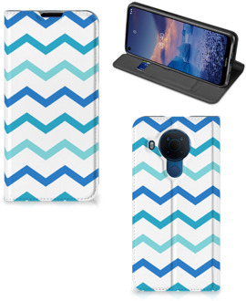 B2Ctelecom Foto hoesje Nokia 5.4 Smart Cover Zigzag Blauw