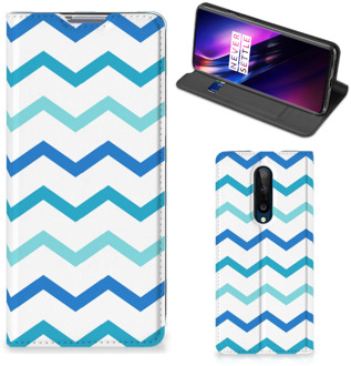 B2Ctelecom Foto hoesje OnePlus 8 Smart Cover Zigzag Blauw