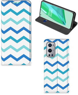 B2Ctelecom Foto hoesje OnePlus 9 Pro Smart Cover Zigzag Blauw