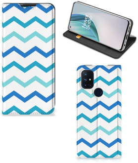 B2Ctelecom Foto hoesje OnePlus Nord N10 5G Smart Cover Zigzag Blauw