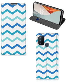 B2Ctelecom Foto hoesje OnePlus Nord N100 Smart Cover Zigzag Blauw