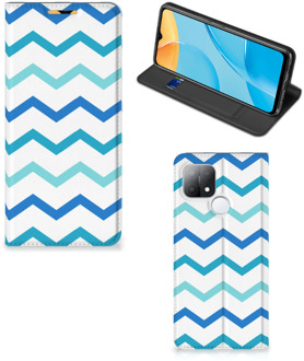 B2Ctelecom Foto hoesje OPPO A15 Smart Cover Zigzag Blauw