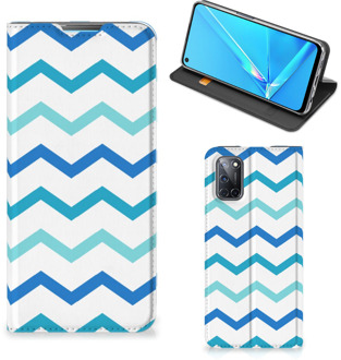 B2Ctelecom Foto hoesje OPPO A52 | A72 Smart Cover Zigzag Blauw