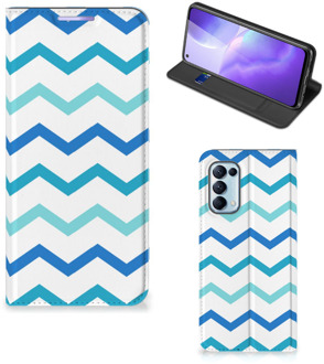 B2Ctelecom Foto hoesje OPPO Find X3 Lite Smart Cover Zigzag Blauw