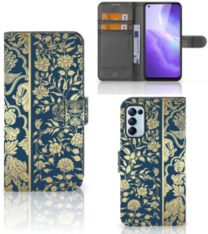 B2Ctelecom Foto hoesje OPPO Find X3 Lite Telefoon Case Golden Flowers