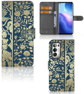 B2Ctelecom Foto hoesje OPPO Find X3 Neo 5G Telefoon Case Golden Flowers