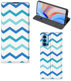 B2Ctelecom Foto hoesje OPPO Reno4 Pro 5G Smart Cover Zigzag Blauw