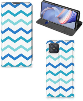 B2Ctelecom Foto hoesje OPPO Reno4 Z 5G Smart Cover Zigzag Blauw